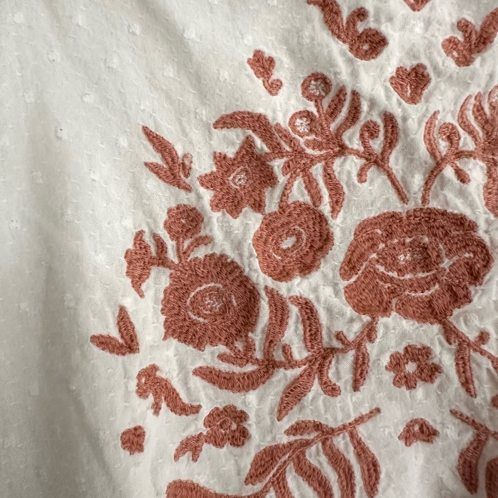 Universal Thread 100% cotton embroidered peplum top white & coral size XS - Picture 8 of 11